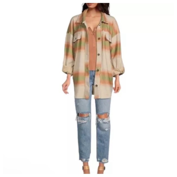 Free People Ruby Print Jacket Marzipan Combo Oversized Sz S
Distress NWT $178 - Picture 8 of 9